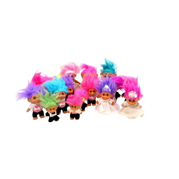 Other - Vintage Troll Dolls Wedding Lot 16 Russ Bride Groom Mixed Colors